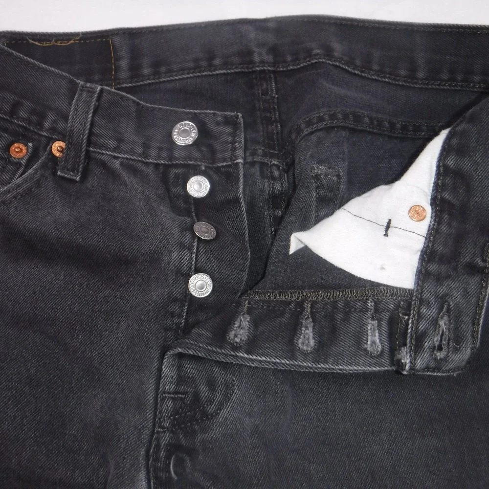 Levis 501 Original Fit Mens‎ Black Straight Leg Button Fly Denim Jeans 32x30